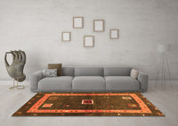 Machine Washable Abstract Orange Contemporary Rug, wshcon2883org