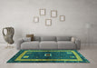 Machine Washable Abstract Turquoise Contemporary Area Rugs in a Living Room,, wshcon2883turq