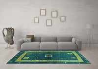 Machine Washable Abstract Turquoise Contemporary Rug, wshcon2883turq