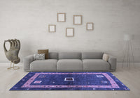 Machine Washable Abstract Blue Contemporary Rug, wshcon2883blu