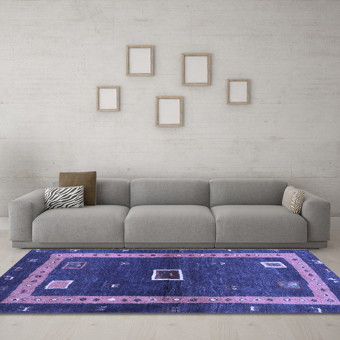 Machine Washable Abstract Blue Contemporary Rug in a Living Room, wshcon2883blu