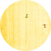 Round Machine Washable Solid Yellow Modern Rug, wshcon2884yw
