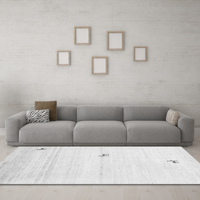 Machine Washable Solid Gray Modern Rug in a Living Room,, wshcon2884gry