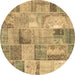 Round Patchwork Brown Transitional Rug, con2885brn
