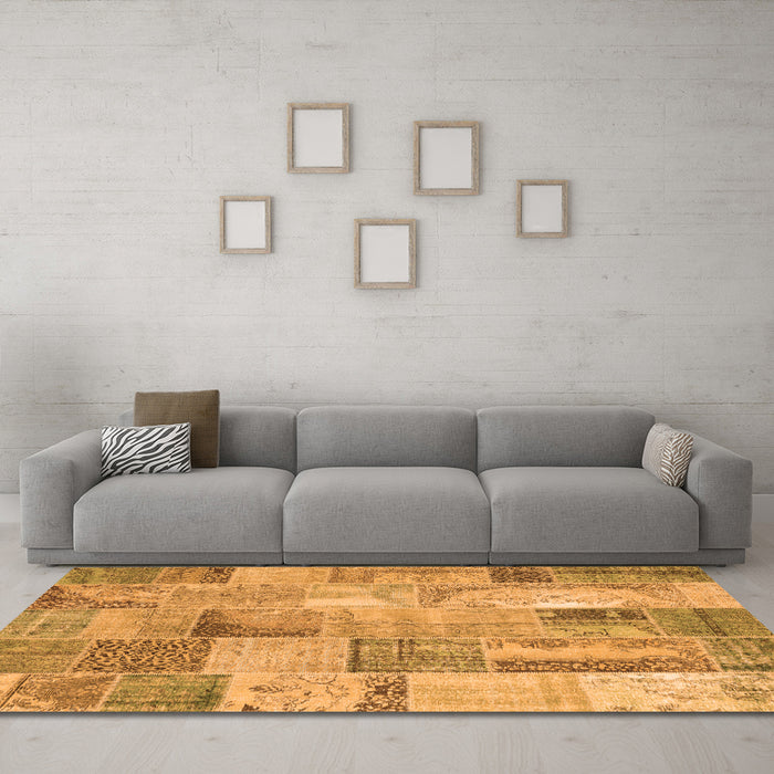 Machine Washable Patchwork Orange Transitional Area Rugs in a Living Room, wshcon2885org