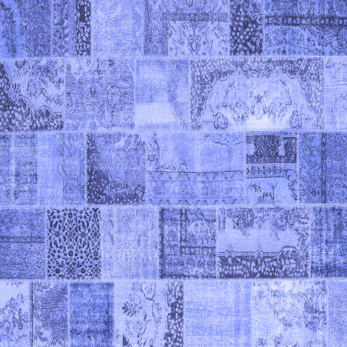 Square Patchwork Blue Transitional Rug, con2885blu