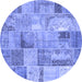 Round Patchwork Blue Transitional Rug, con2885blu