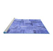 Sideview of Machine Washable Patchwork Blue Transitional Rug, wshcon2885blu