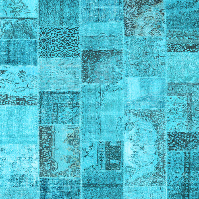 Square Patchwork Light Blue Transitional Rug, con2885lblu