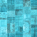 Square Patchwork Light Blue Transitional Rug, con2885lblu