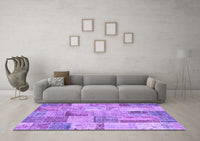 Machine Washable Patchwork Purple Transitional Rug, wshcon2885pur