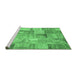 Sideview of Machine Washable Patchwork Emerald Green Transitional Area Rugs, wshcon2885emgrn