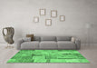 Machine Washable Patchwork Emerald Green Transitional Area Rugs in a Living Room,, wshcon2885emgrn