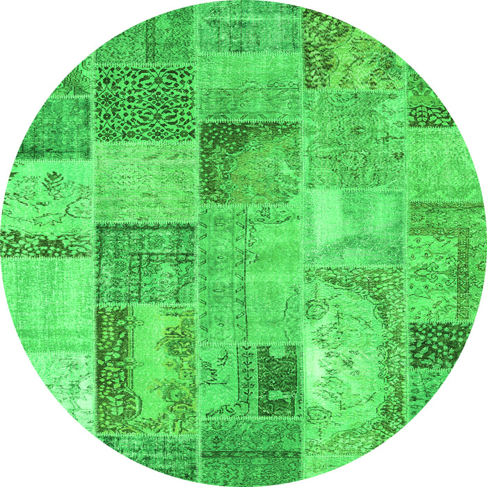Square Patchwork Green Transitional Rug, con2885grn