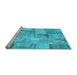 Sideview of Machine Washable Patchwork Light Blue Transitional Rug, wshcon2885lblu