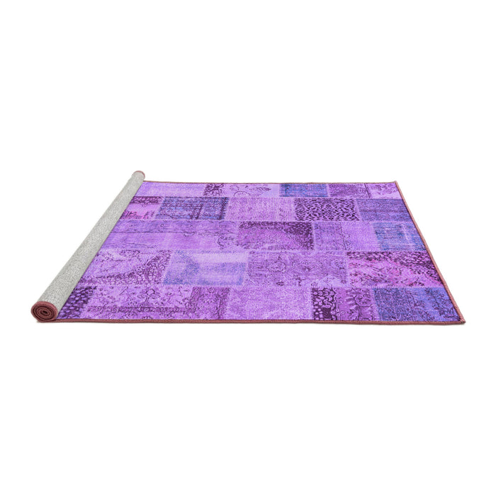 Sideview of Machine Washable Patchwork Purple Transitional Area Rugs, wshcon2885pur