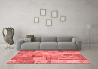 Machine Washable Patchwork Red Transitional Rug, wshcon2885red