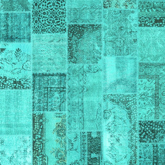 Machine Washable Patchwork Turquoise Transitional Area Rugs, wshcon2885turq