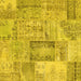 Square Machine Washable Patchwork Yellow Transitional Rug, wshcon2886yw