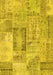 Machine Washable Patchwork Yellow Transitional Rug, wshcon2886yw