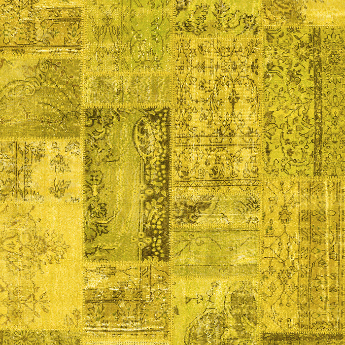 Machine Washable Patchwork Yellow Transitional Rug, wshcon2886yw
