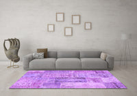 Machine Washable Patchwork Purple Transitional Rug, wshcon2886pur