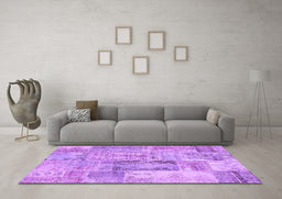 Machine Washable Patchwork Purple Transitional Area Rugs in a Living Room, wshcon2886pur