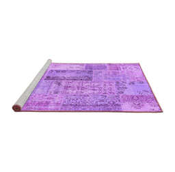 Sideview of Machine Washable Patchwork Purple Transitional Area Rugs, wshcon2886pur
