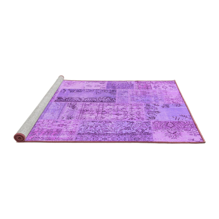 Sideview of Machine Washable Patchwork Purple Transitional Area Rugs, wshcon2886pur