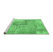 Sideview of Machine Washable Patchwork Emerald Green Transitional Area Rugs, wshcon2886emgrn