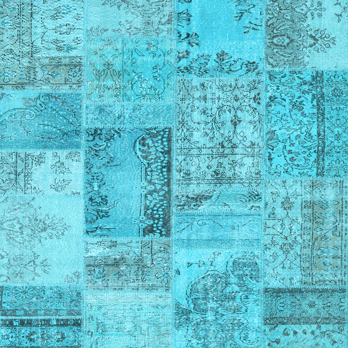 Square Patchwork Light Blue Transitional Rug, con2886lblu