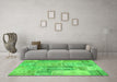 Machine Washable Patchwork Green Transitional Area Rugs in a Living Room,, wshcon2886grn