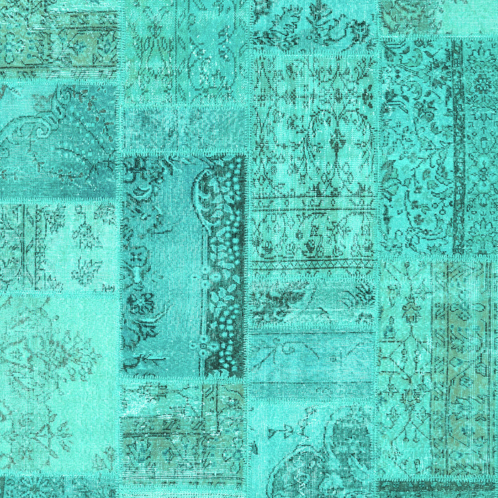 Machine Washable Patchwork Turquoise Transitional Area Rugs, wshcon2886turq