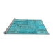 Sideview of Machine Washable Patchwork Light Blue Transitional Rug, wshcon2886lblu