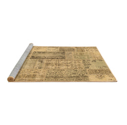 Sideview of Machine Washable Patchwork Brown Transitional Rug, wshcon2886brn