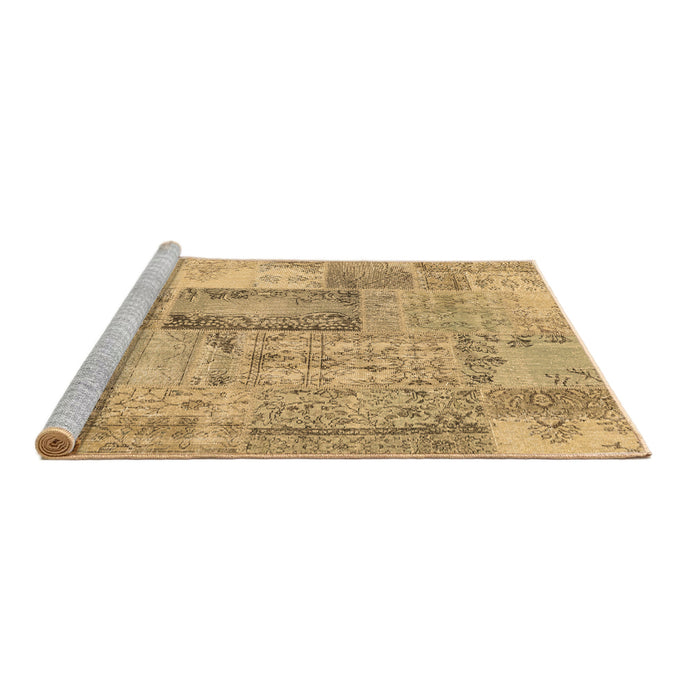 Sideview of Machine Washable Patchwork Brown Transitional Rug, wshcon2886brn