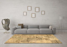 Machine Washable Patchwork Brown Transitional Rug in a Living Room,, wshcon2886brn