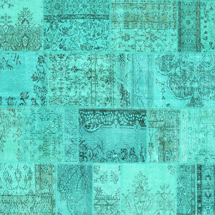 Square Patchwork Turquoise Transitional Rug, con2886turq