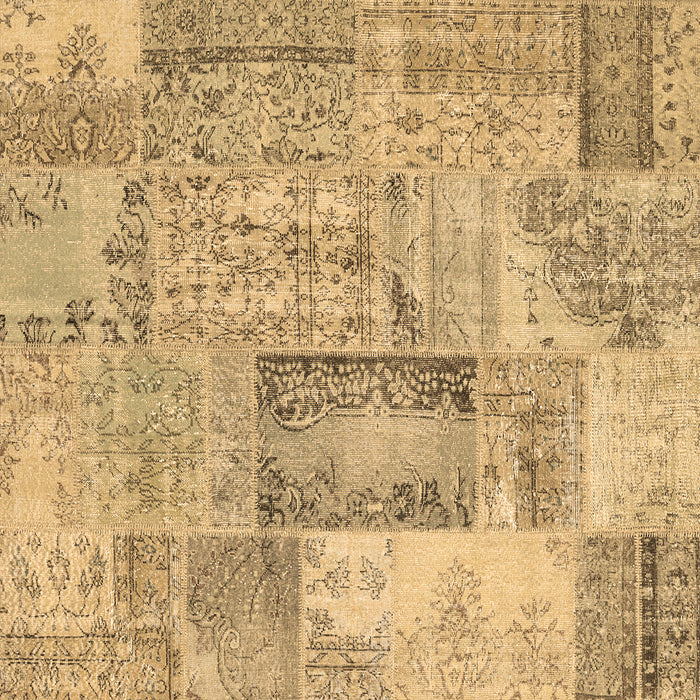 Square Machine Washable Patchwork Brown Transitional Rug, wshcon2886brn
