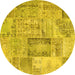 Round Patchwork Yellow Transitional Rug, con2886yw