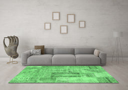 Machine Washable Patchwork Emerald Green Transitional Area Rugs in a Living Room,, wshcon2886emgrn