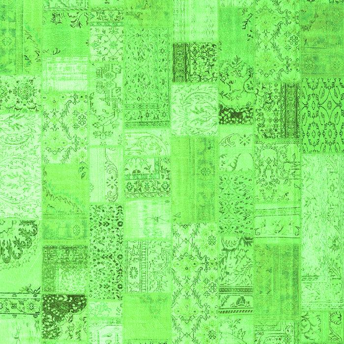 Serging Thickness of Machine Washable Patchwork Green Transitional Area Rugs, wshcon2887grn