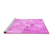 Sideview of Machine Washable Patchwork Pink Transitional Rug, wshcon2887pnk