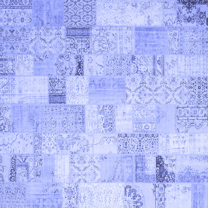 Square Patchwork Blue Transitional Rug, con2887blu