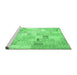 Sideview of Machine Washable Patchwork Emerald Green Transitional Area Rugs, wshcon2887emgrn