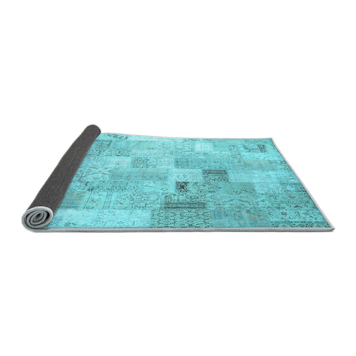 Sideview of Patchwork Light Blue Transitional Rug, con2887lblu