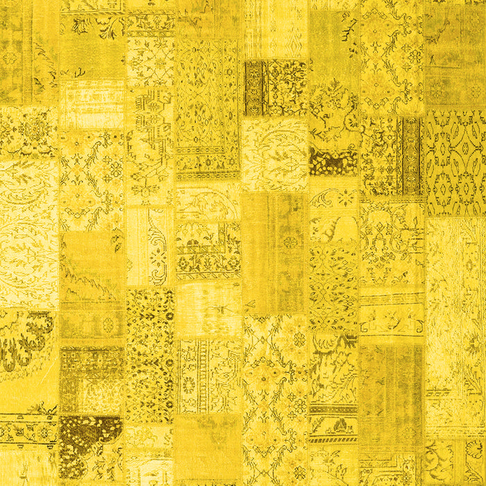 Machine Washable Patchwork Yellow Transitional Rug, wshcon2887yw