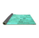 Sideview of Patchwork Turquoise Transitional Rug, con2887turq