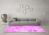 Machine Washable Patchwork Pink Transitional Rug, wshcon2887pnk