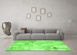 Machine Washable Patchwork Green Transitional Area Rugs in a Living Room,, wshcon2887grn